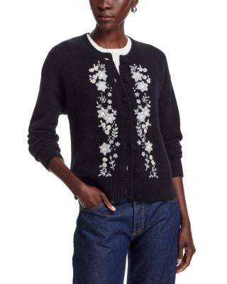 C by Bloomingdale's Cashmere Embroidered Floral Cashmere Cardigan Sweater, Exclusive