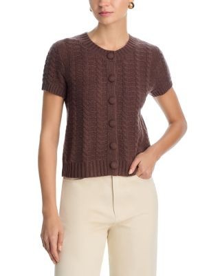 C by Bloomingdale's Cashmere 100% Cashmere Crewneck Cable Knit Cardigan Sweater - Exclusive