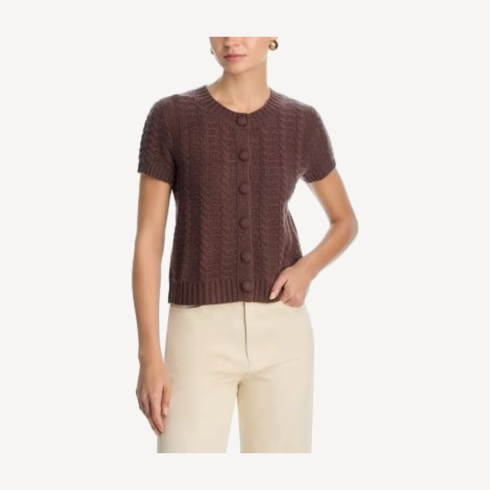 C by Bloomingdale's Cashmere 100% Cashmere Crewneck Cable Knit Cardigan Sweater - Exclusive