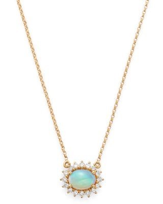 Bloomingdale's Fine Collection Opal and Diamond East-West Pendant Necklace in 14K Yellow Gold, 18