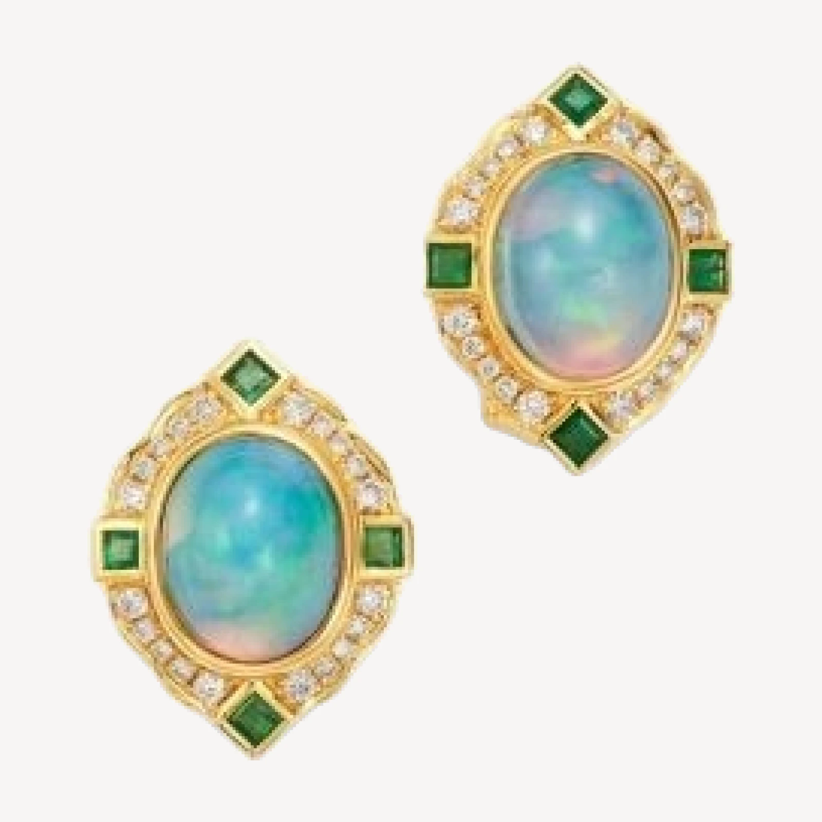 Bloomingdale's Fine Collection Ethiopian Opal, Emerald & Diamond Earrings in 14K Yellow Gold