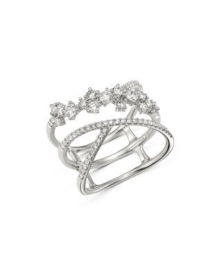 Bloomingdale's Fine Collection Diamond Scattered Crossover Ring in 14K White Gold, 0.80 tcw