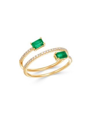 Bloomingdale's Fine Collection Emerald & Diamond Coil Ring in 14k Yellow Gold