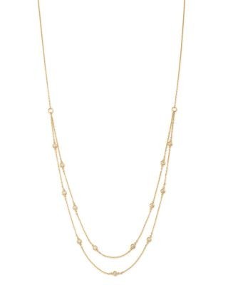 Bloomingdale's Fine Collection Diamond Double Strand Station Necklace in 14K Yellow Gold, 0.29 tcw