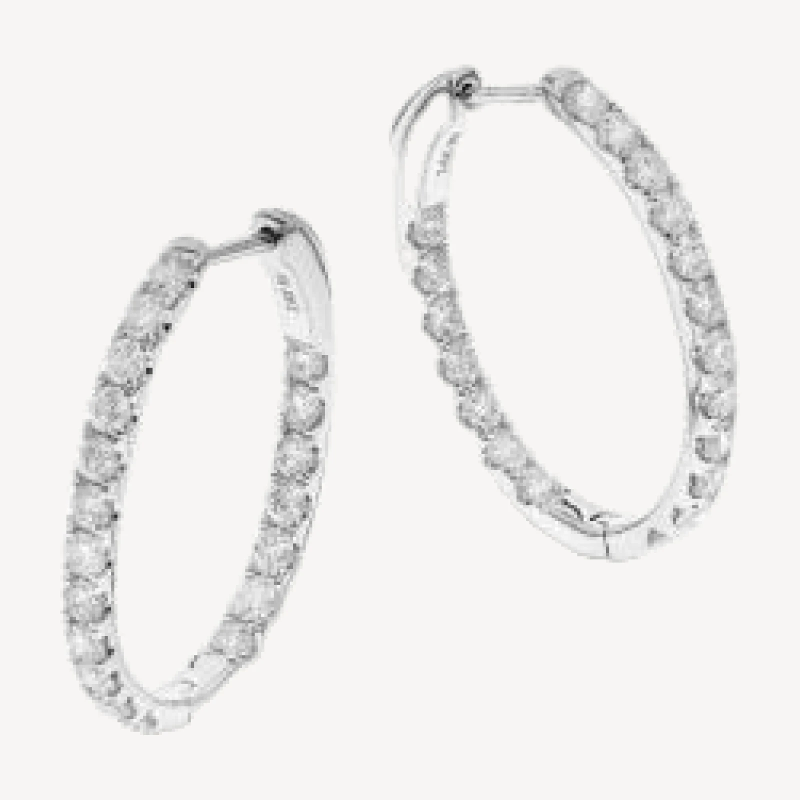 Bloomingdale's Fine Collection Diamond Inside-Out Oval Hoop Earrings in 14K White Gold, 1.90 tcw