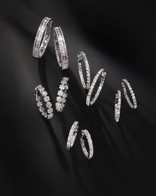 Bloomingdale's Fine Collection Diamond Inside-Out Oval Hoop Earrings in 14K White Gold, 1.90 tcw