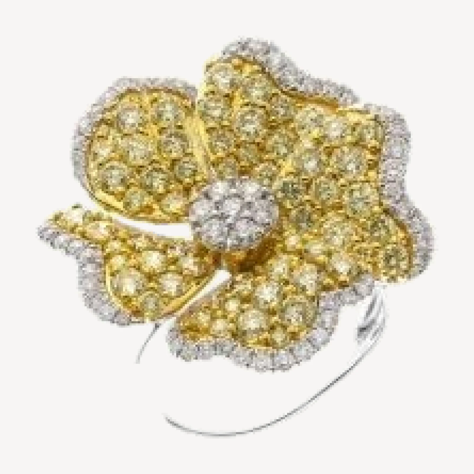 Bloomingdale's Fine Collection Yellow & White Diamond Flower Ring in 14K White & Yellow Gold