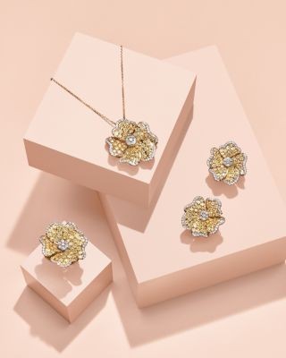 Bloomingdale's Fine Collection Yellow & White Diamond Flower Stud Earrings in 14K White & Yellow Gold, 4.4 tcw