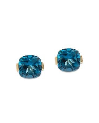 Bloomingdale's Fine Collection London Blue Topaz Cushion Cut Stud Earrings in 14K Yellow Gold