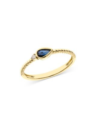 Bloomingdale's Fine Collection Blue Sapphire & Diamond Bezel Stacking Ring in 14K Yellow Gold