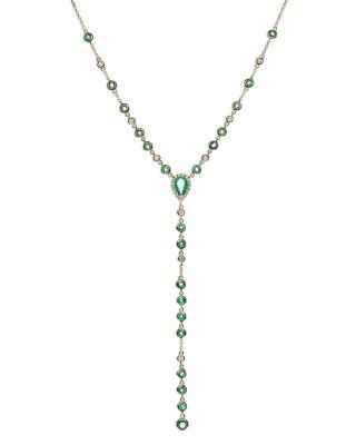 Bloomingdale's Fine Collection Emerald & Diamond Lariat Necklace in 14K Yellow Gold, 18