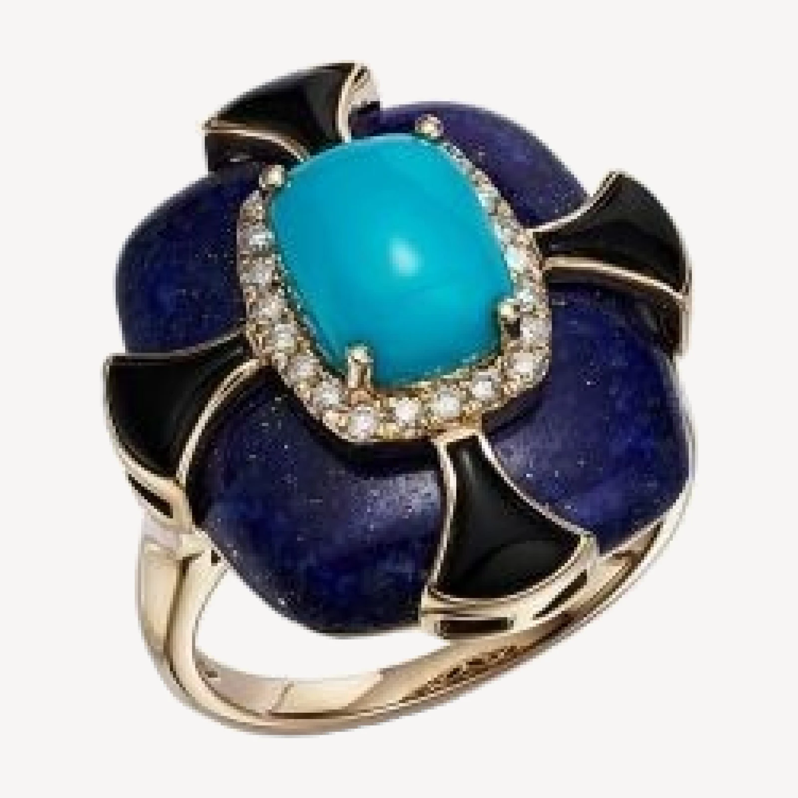 Bloomingdale's Fine Collection Turquoise, Onyx, Lapis Lazuli & Diamond Statement Ring in 14K Yellow Gold