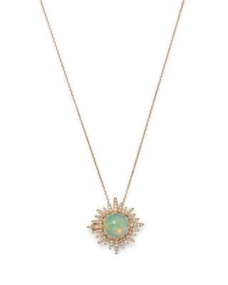 Bloomingdale's Fine Collection Opal & Diamond Sun Pendant Necklace in 14K Yellow Gold, 18