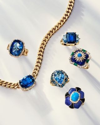 Bloomingdale's Fine Collection Turquoise, Lapis, Emerald, and Diamond Star Statement Ring in 14K Yellow Gold