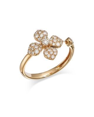 Bloomingdale's Fine Collection Diamond Pave Flower Cuff Ring in 14K Yellow Gold, 0.50 tcw