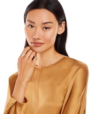 Bloomingdale's Fine Collection Diamond Pave Flower Cuff Ring in 14K Yellow Gold, 0.50 tcw