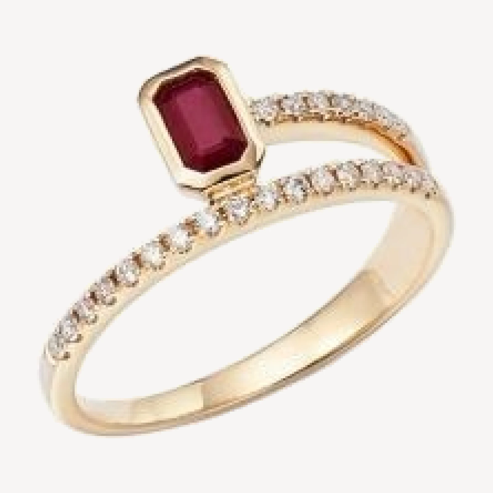 Bloomingdale's Fine Collection Ruby and Diamond Bypass Ring in 14K Yellow Gold