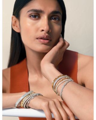 Bloomingdale's Fine Collection Diamond Cluster Beaded Bangle Bracelet in 14K Yellow Gold, 0.40 tcw