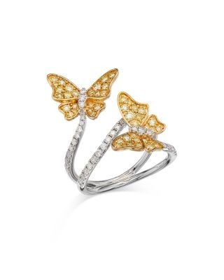 Bloomingdale's Fine Collection Yellow & White Diamond Butterfly Ring in 14K Yellow & White Gold