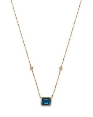 Bloomingdale's Fine Collection London Blue Topaz & Diamond Pendant Necklace in 14K Yellow Gold, 18