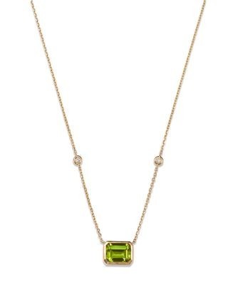Bloomingdale's Fine Collection Peridot & Diamond Pendant Necklace in 14K Yellow Gold, 18