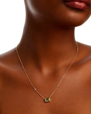 Bloomingdale's Fine Collection Peridot & Diamond Pendant Necklace in 14K Yellow Gold, 18