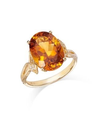 Bloomingdale's Fine Collection Red Citrine & Diamond Accent Statement Ring in 14K Yellow Gold