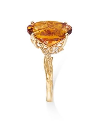 Bloomingdale's Fine Collection Red Citrine & Diamond Accent Statement Ring in 14K Yellow Gold
