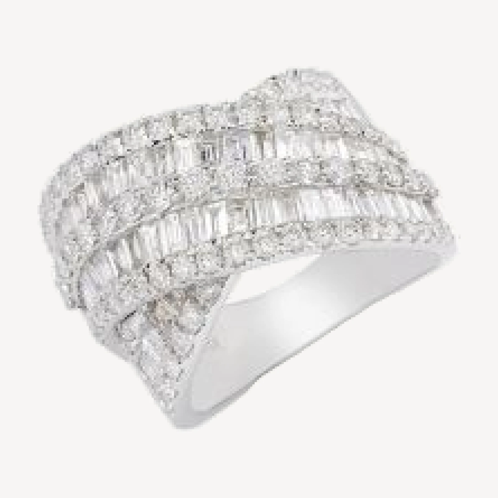 Bloomingdale's Fine Collection Diamond Baguette & Round Crossover Statement Ring in 14K White Gold, 2.80 tcw