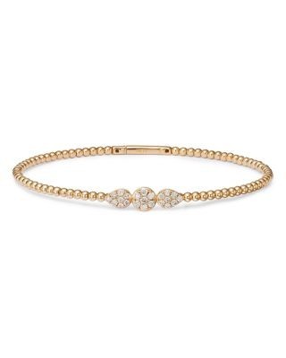 Bloomingdale's Fine Collection Diamond Triple Cluster Bead Bangle Bracelet in 14K Yellow Gold, 0.40 tcw