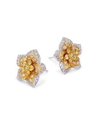 Bloomingdale's Fine Collection White & Yellow Star Stud Earrings in 14K White & Yellow Gold, 1.79 tcw