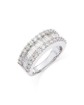 Bloomingdale's Fine Collection Diamond Baguette & Round Band in 14K White Gold, 2.15 tcw