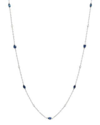 Bloomingdale's Fine Collection Sapphire & Diamond Station Necklace in 14K White Gold, 22