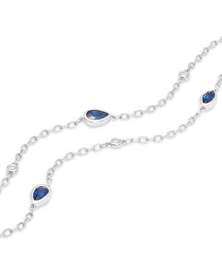 Bloomingdale's Fine Collection Sapphire & Diamond Station Necklace in 14K White Gold, 22