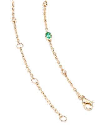 Bloomingdale's Fine Collection Emerald & Diamond Station Necklace in 14K Yellow Gold, 22
