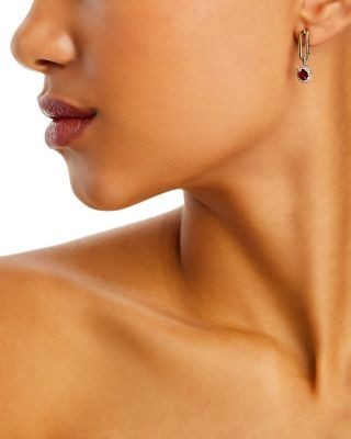 Bloomingdale's Fine Collection Ruby & Diamond Halo Drop Earrings in 14K Yellow Gold