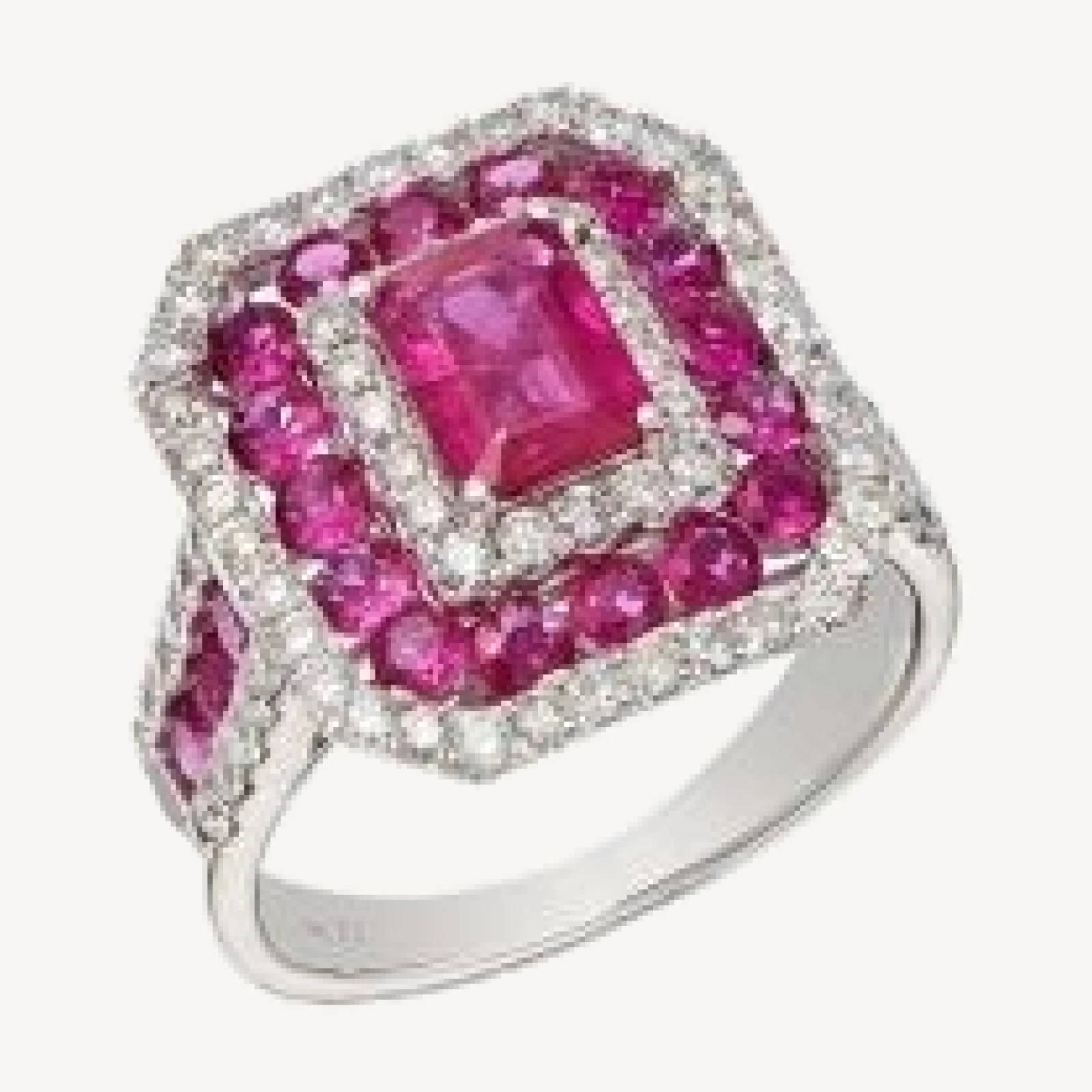 Bloomingdale's Fine Collection Ruby & Diamond Multi Halo Ring in 14K White Gold