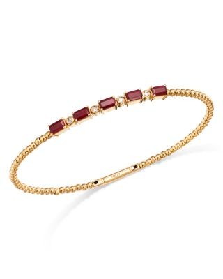 Bloomingdale's Fine Collection Ruby & Diamond Bangle Bracelet in 14K Yellow Gold