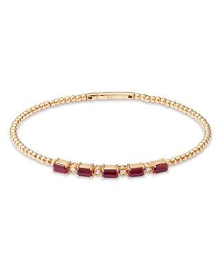Bloomingdale's Fine Collection Ruby & Diamond Bangle Bracelet in 14K Yellow Gold