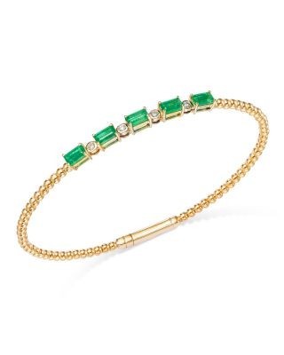 Bloomingdale's Fine Collection Emerald & Diamond Bangle Bracelet in 14K Yellow Gold