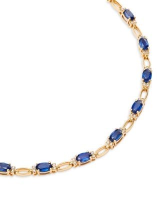 Bloomingdale's Fine Collection Sapphire & Diamond Tennis Bracelet in 14K Yellow Gold