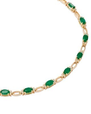 Bloomingdale's Fine Collection Emerald & Diamond Tennis Bracelet in 14K Yellow Gold