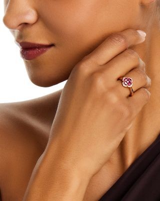 Bloomingdale's Fine Collection Ruby & Diamond Flower Ring in 14K Yellow Gold