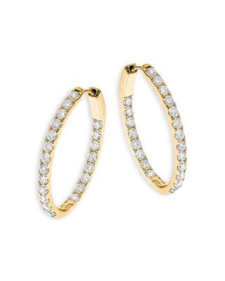 Bloomingdale's Fine Collection 14K Yellow Gold Diamond Oval Hoop Earrings, 3.1 tcw