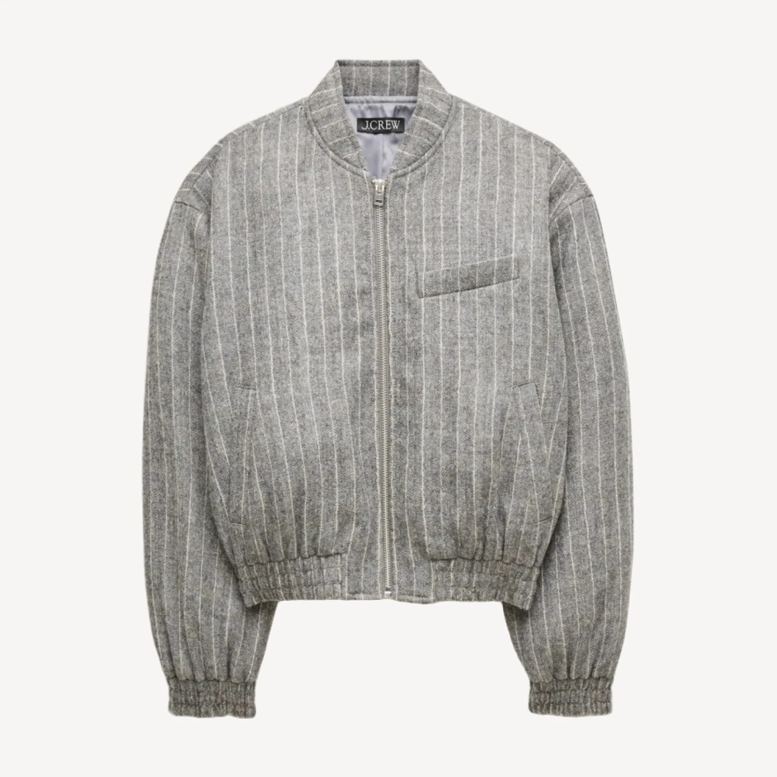 Bomber jacket in pinstriped wool