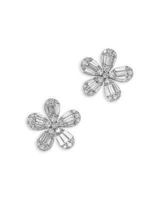 Bloomingdale's Fine Collection Diamond Flower Stud Earrings in 18K White Gold, 1.51 tcw