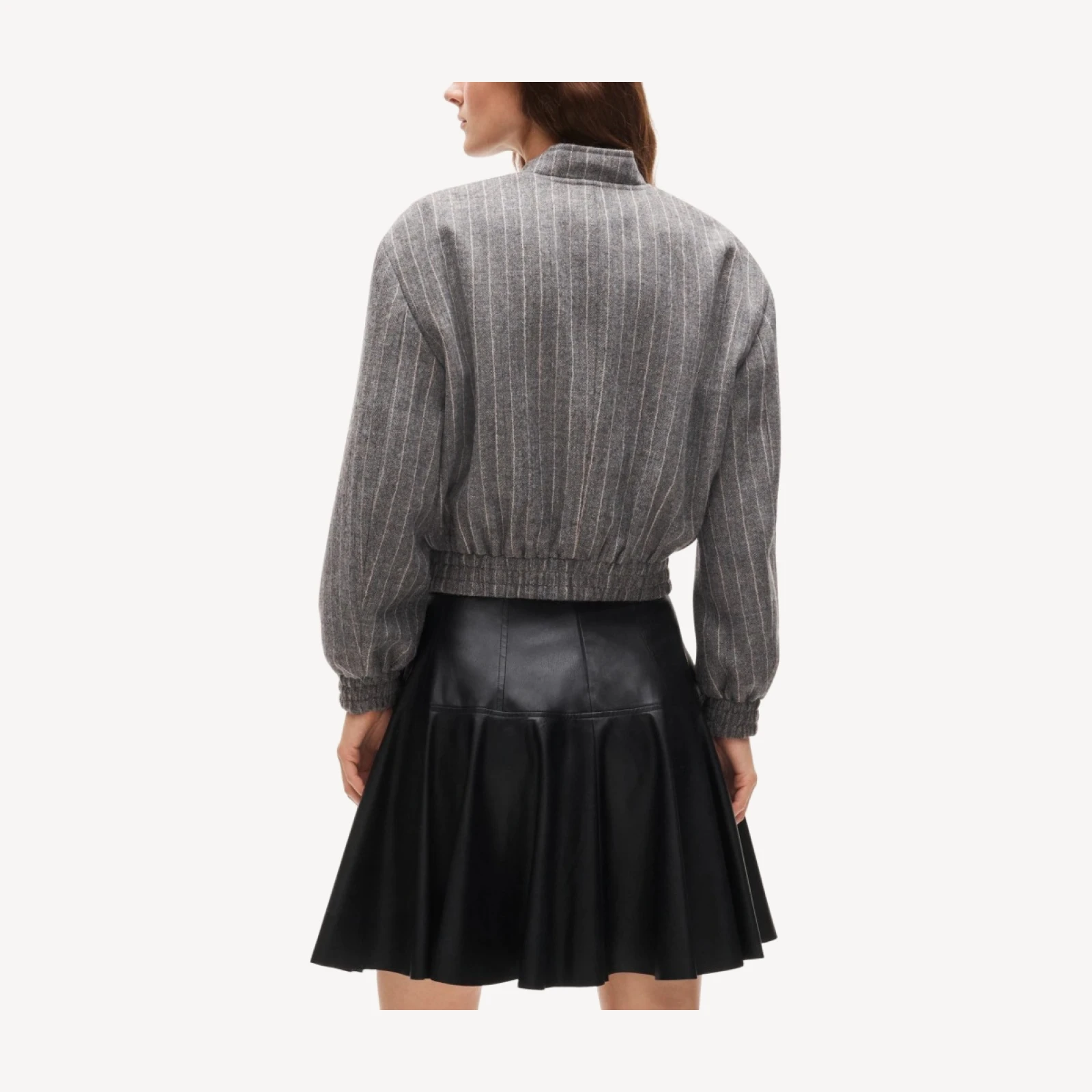 Bomber jacket in pinstriped wool