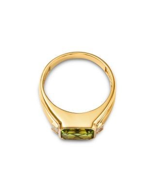 Bloomingdale's Fine Collection Men's Peridot & Diamond Ring in 14K Yellow Gold