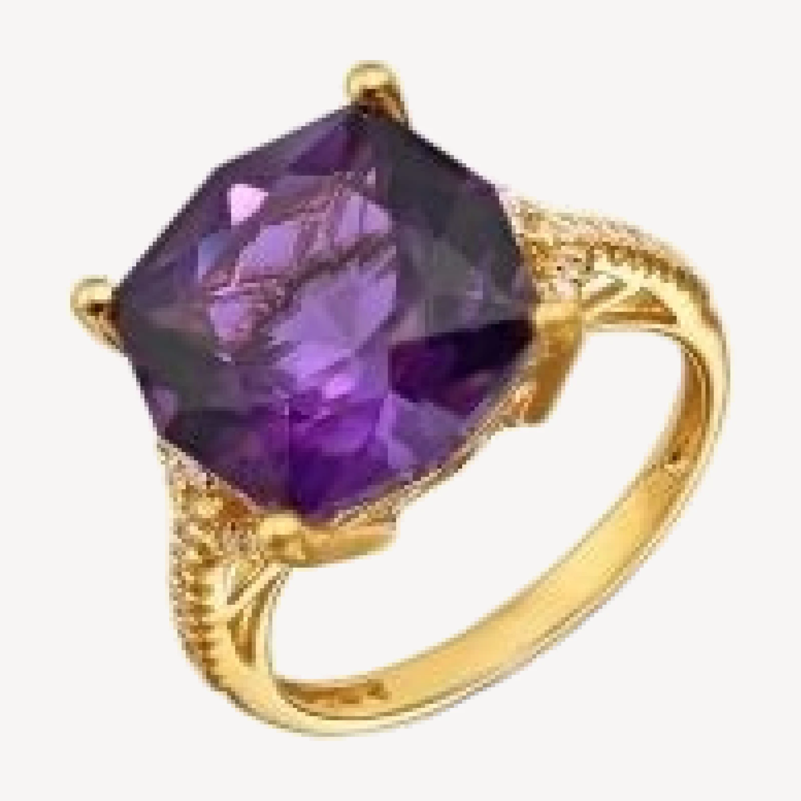 Bloomingdale's Fine Collection Cushion Shape Amethyst & Diamond Ring in 14K Yellow Gold