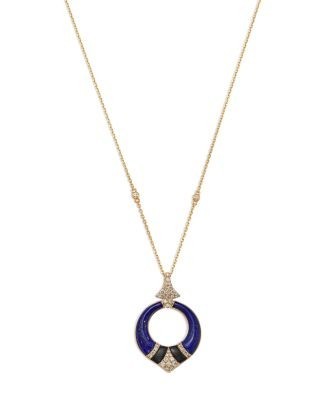 Bloomingdale's Fine Collection Lapis, Onyx, & Diamond Circle Pendant Necklace in 14K Yellow Gold, 18